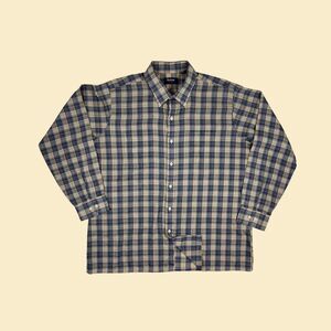 1990s Arrow Sportswear XL mens plaid shirt, vintage brown/blue long sleeve
